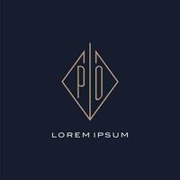 monogramme po logo avec diamant rhombe style, luxe moderne logo conception vecteur