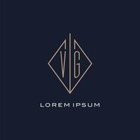 monogramme vg logo avec diamant rhombe style, luxe moderne logo conception vecteur