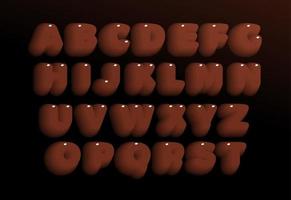 Jeu de lettres en chocolat 3D. alphabet de style audacieux brun lourd. police de bonbons sucrés pour événements, promotions, logos, bannière, monogramme et affiche. conception de typographie vectorielle. vecteur