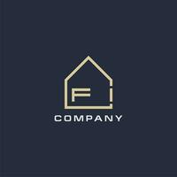initiale lettre Fi réel biens logo avec Facile toit style conception des idées vecteur