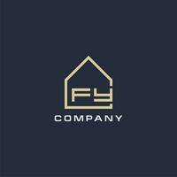 initiale lettre fy réel biens logo avec Facile toit style conception des idées vecteur