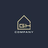 initiale lettre gh réel biens logo avec Facile toit style conception des idées vecteur
