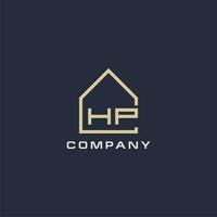 initiale lettre hp réel biens logo avec Facile toit style conception des idées vecteur