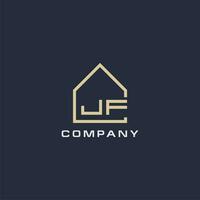 initiale lettre jf réel biens logo avec Facile toit style conception des idées vecteur