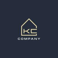 initiale lettre kc réel biens logo avec Facile toit style conception des idées vecteur