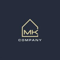 initiale lettre mk réel biens logo avec Facile toit style conception des idées vecteur