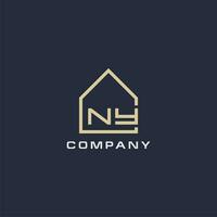 initiale lettre New York réel biens logo avec Facile toit style conception des idées vecteur