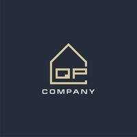 initiale lettre qp réel biens logo avec Facile toit style conception des idées vecteur