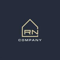 initiale lettre rn réel biens logo avec Facile toit style conception des idées vecteur