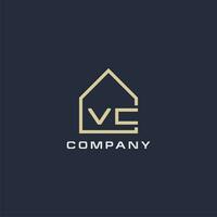 initiale lettre vc réel biens logo avec Facile toit style conception des idées vecteur