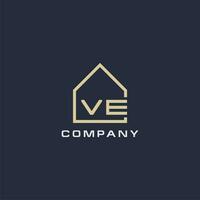 initiale lettre ve réel biens logo avec Facile toit style conception des idées vecteur