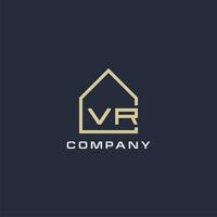 initiale lettre vr réel biens logo avec Facile toit style conception des idées vecteur