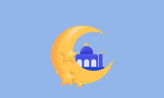 illustration Créatif Ramadan mosquée lune symboles isolé sur Contexte vecteur