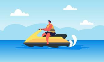 gens Jeune équitation une jet ski vecteur illustration