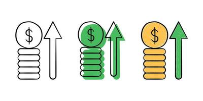 ensemble de main tiré illustration financier icône avec Couleur une variante vecteur