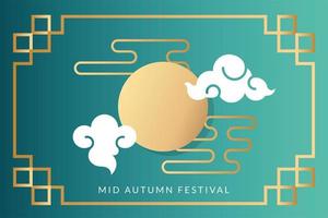affiche du festival de la mi-automne avec lune et nuages vecteur
