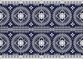 géométrique et fleur ethnique en tissu modèle sur bleu Contexte pour tissu tapis fond d'écran Contexte emballage etc. vecteur