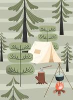 scène de camping sous tente vecteur