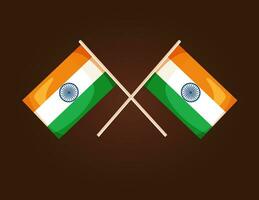 symétrique franchi Indien drapeaux avec Safran, blanc et vert couleurs, et le ashoka chakra vecteur icône logo.