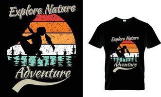 T-shirt explorer la nature aventure Montagne rétro ancien style illustration vecteur