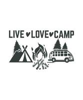 vivre l'amour camp camping la vie T-shirt vecteur