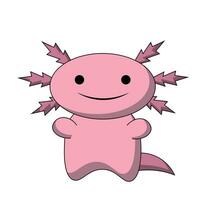 mignonne dessin animé sourire axolotl dans Couleur vecteur