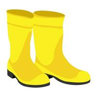 dessin animé Jaune caoutchouc pluie bottes, nettoyer et sale avec boue flaque. vecteur agrafe art illustration.