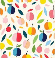 coloré pommes en tissu par Jeanne tweets sur fleur de cuillère Douane tissu, dans le style de multicolore minimalisme, blanc arrière-plan, inspiré de la nature motifs, capricieux abstraction, norvégien la nature vecteur