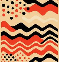 zigzag lignes plus de une bronzer arrière-plan, dans le style de foncé noir et rouge, polka des points, écoulement libre lignes, allongé formes, linéaire illustrations, excentrique forme vecteur