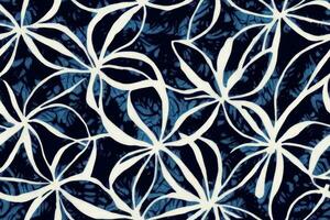 sans couture attacher colorant branché interminable ornement botanique illustration textile jardin mode ogee été vecteur coloré magnifique dessin interminable ornemental l'ethnie Bande , bleu pétales blanc ligne