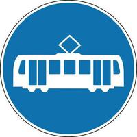 tram signe. obligatoire signe. rond bleu signe. le signe permet le mouvement de seulement Publique tram. tram ligne et arrêt. route signe. vecteur