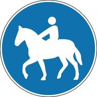 signe de Piste pour cavaliers sur à cheval. obligatoire signe. rond bleu signe. le les sentiers sont pour cavaliers seul. cavalier sur une cheval. suivre le sécurité règles. vecteur