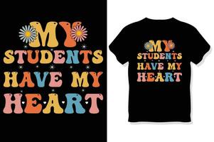 mon élèves avoir mon cœurs, rétro ondulé prof t chemise ,enseignants journée t chemise vecteur