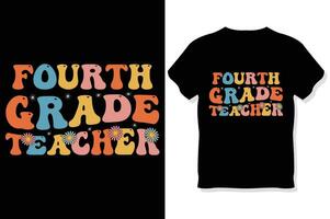 Quatrième classe prof rétro ondulé prof t chemise ,enseignants journée t chemise vecteur