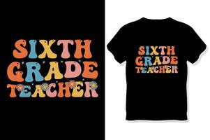 sixième classe prof rétro ondulé prof t chemise ,enseignants journée t chemise vecteur