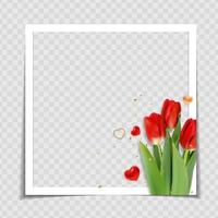 modèle de cadre photo de fond de fleur de tulipe à publier sur le réseau social vecteur