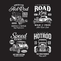 collection de t-shirts graphiques vintage hot rod vecteur