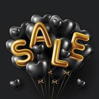 vendredi noir super vente cadeaux noirs réalistes et fond de boîtes de ballons vecteur