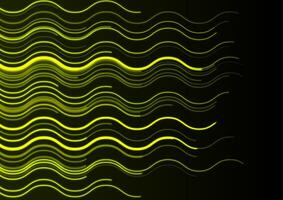 brillant Jaune néon ondulé lignes abstrait technologie Contexte vecteur