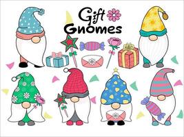 Vector illustration cadeau gnome clip art et dessins d'artisanat