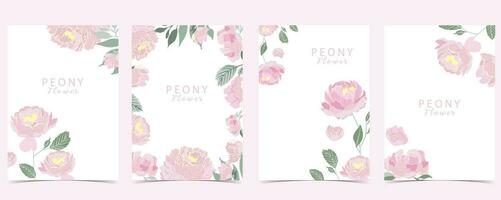 fleur pivoine Contexte set.editable vecteur illustration pour anniversaire invitation, carte postale et autocollant