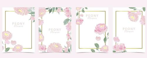 fleur pivoine Contexte set.editable vecteur illustration pour anniversaire invitation, carte postale et autocollant