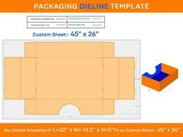 22x13.5x5 pouce la norme plateau boîte dieline modèle vecteur