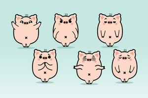 porc mascotte ensemble gratuit dessin animé personnage vecteur