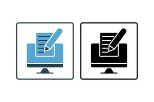 chercher moteur optimisation copie l'écriture icône. icône en relation à chercher moteur optimisation. adapté pour la toile site conception, application, utilisateur interfaces. solide icône style. Facile vecteur conception modifiable