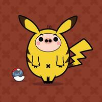 Pikachu porc dessin animé personnage gratuit Contexte les arts vecteur
