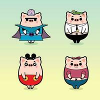 porc mascotte ensemble gratuit vecteur des illustrations