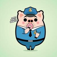 porc en mangeant Donut dessin animé personnage gratuit vecteur conception