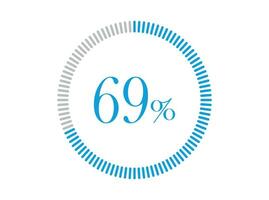 69 pour cent chargement. 69 pour cent cercle diagrammes infographie vecteur, pourcentage prêt à utilisation pour la toile conception. vecteur