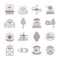 bundle of happy raksha bandhan célébration set icons vecteur